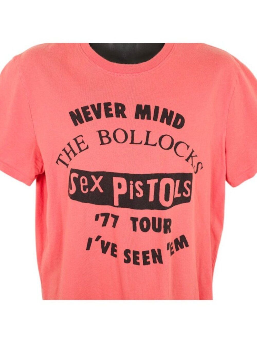 Sex Pistols T Shirt Mens Size Large Pink Never Mind The Bollocks Retro 77 Tour